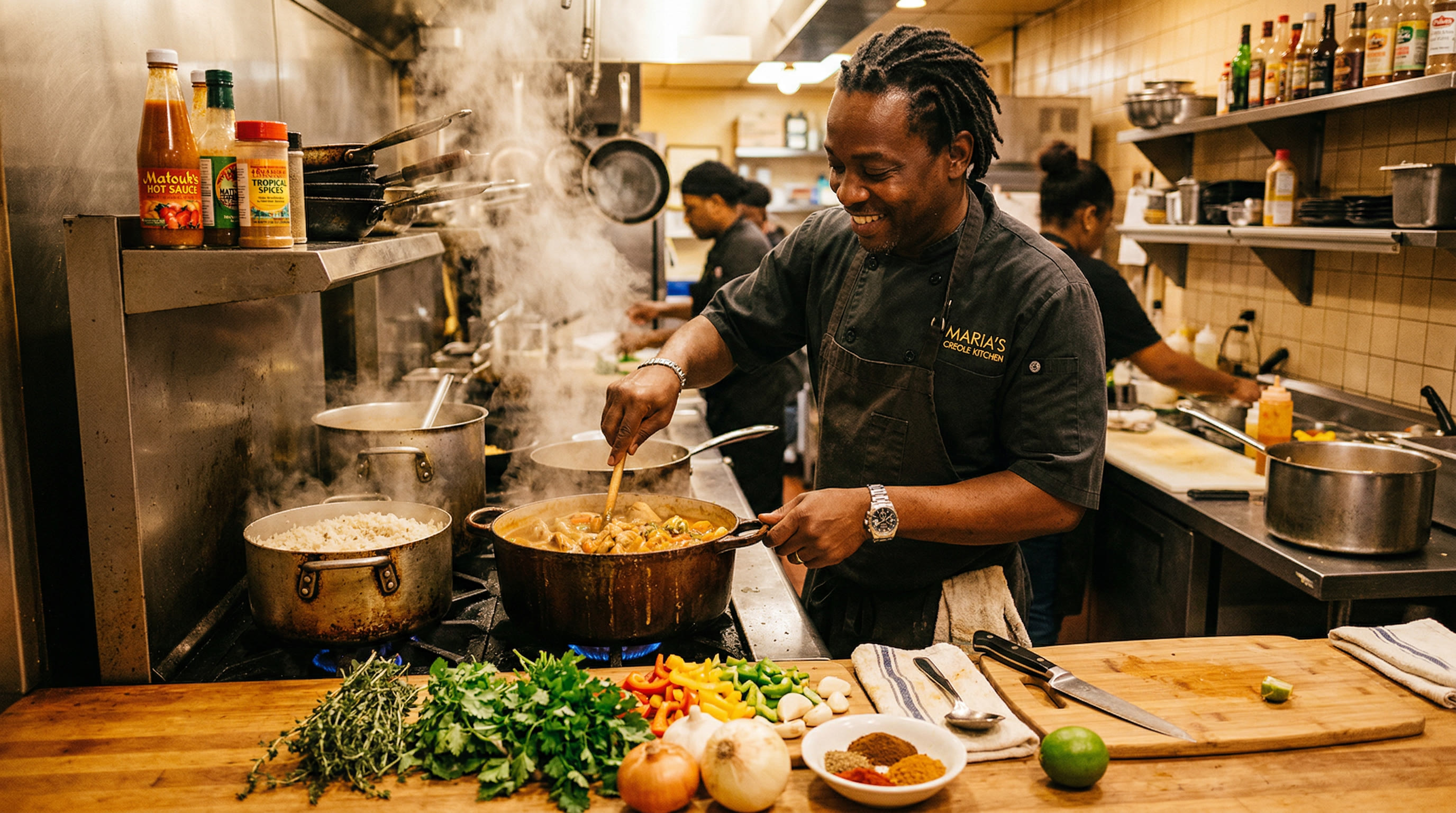 Our kitchen team preparing fresh dishes